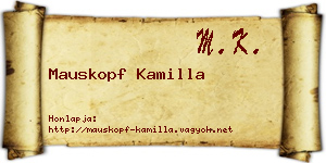 Mauskopf Kamilla névjegykártya